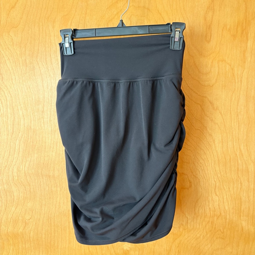 Athleta Transcend Skort Women Small Black Ruched Draped Athletic Skirt